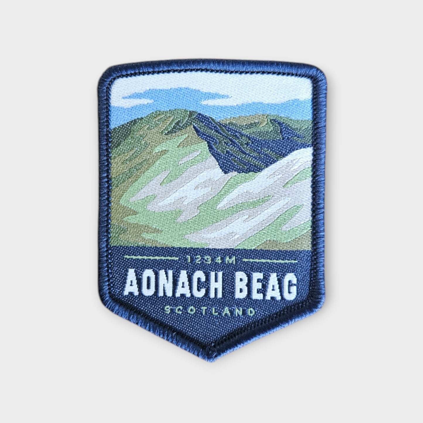 Aonach Beag depicted on a hiking patch