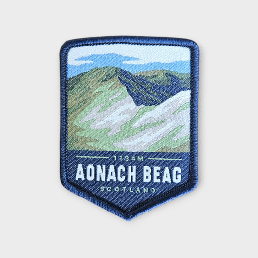 Aonach Beag depicted on a hiking patch