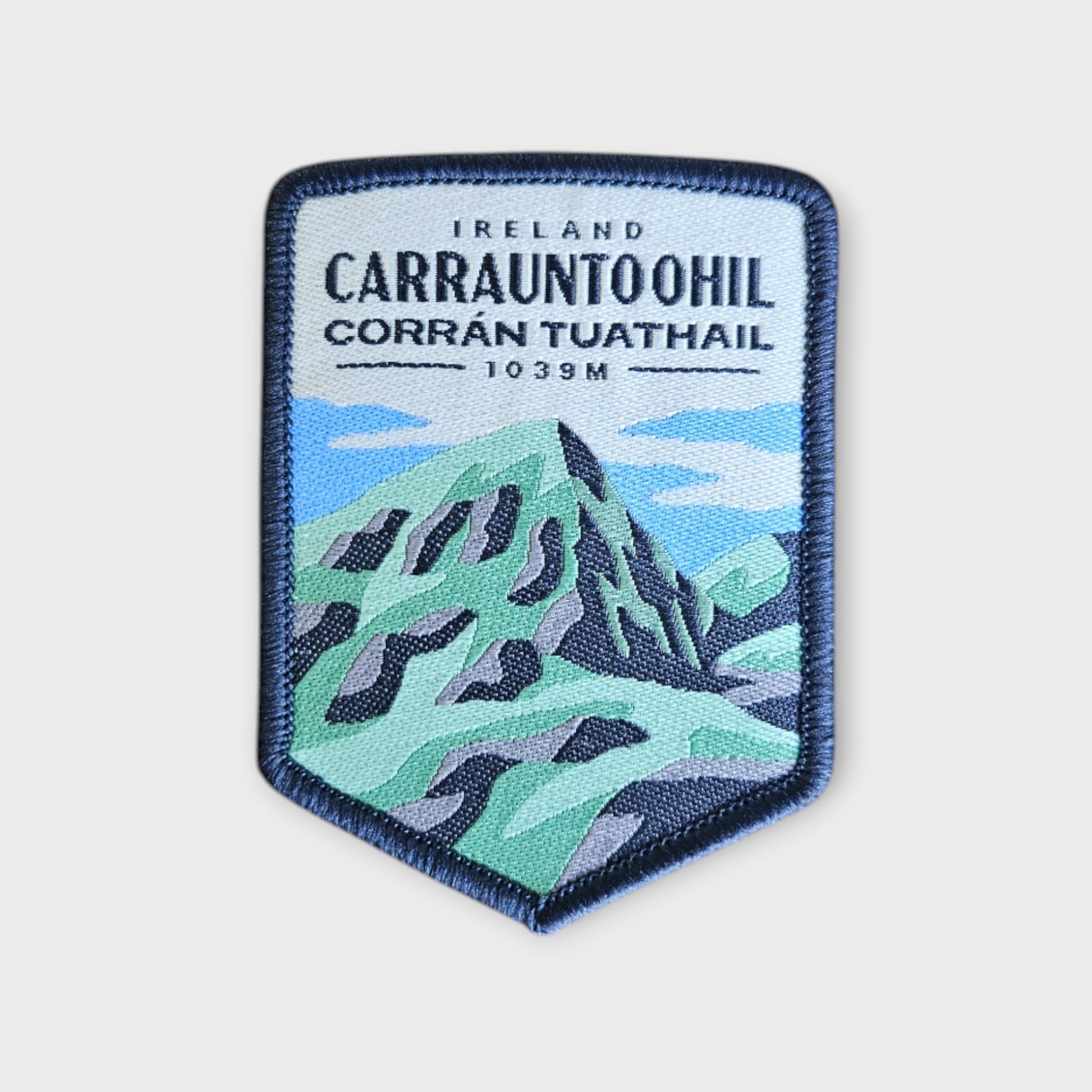Carrauntoohil depicted on a hiking patch