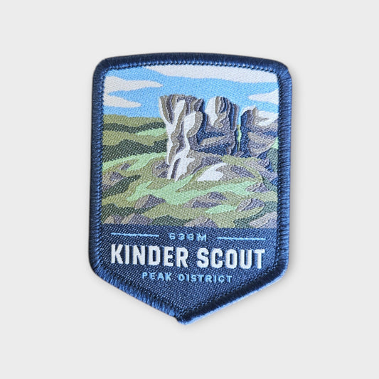 kinder scout patch on a grey background