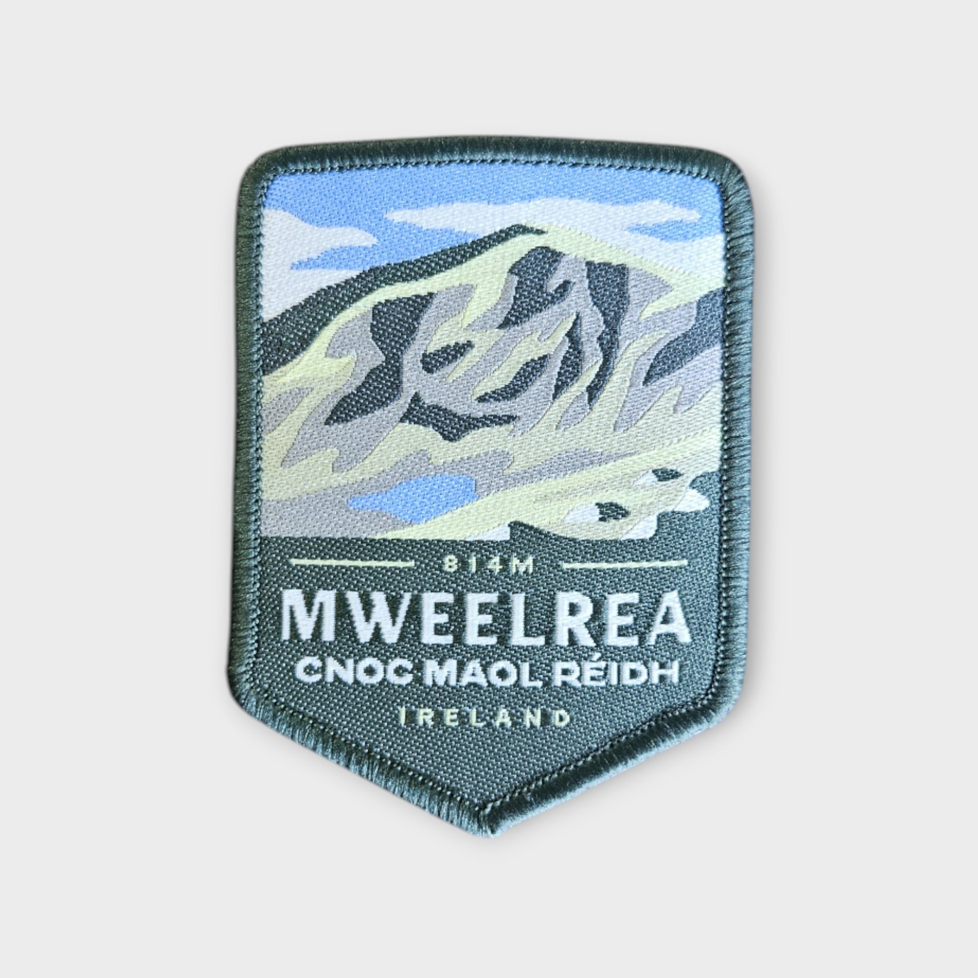 Mweelrea depicted on a hiking patch