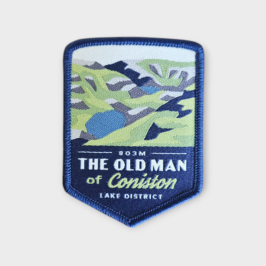 The Old Man of Coniston depicted on a hiking patch